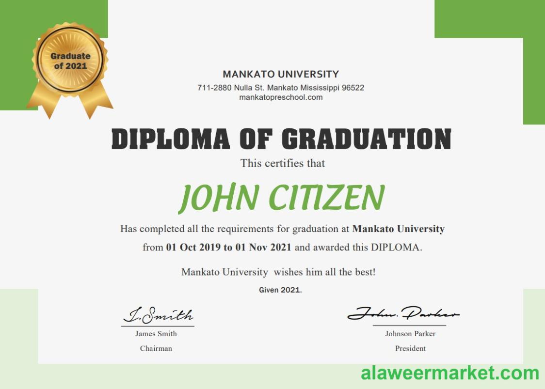 USA Diploma cert